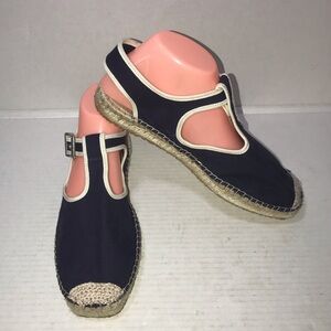 NWOB RE/DONE 70s t strap espadrilles in navy Sz 40/ Sz 10